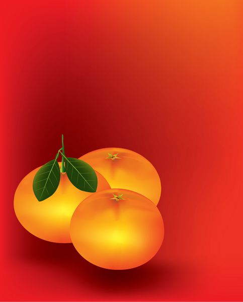 پرتقال ماندارین در پس زمینه قرمز