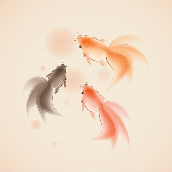 ماهی قرمز در نقاشی سبک شرقی نمادی از ثروت و هماهنگی است
