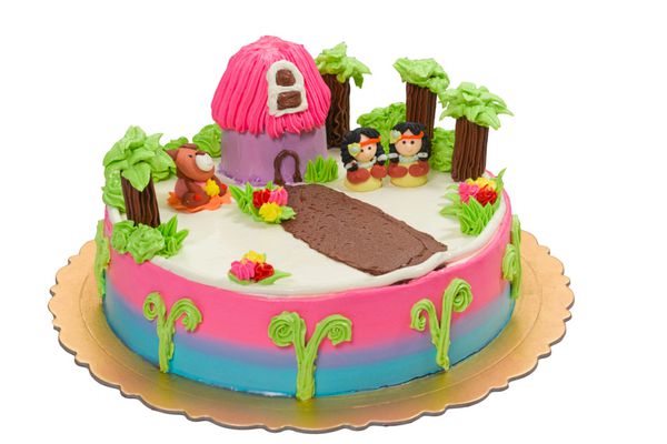 اردوگاه سرخپوستی یک ایده دوست داشتنی کیک تولد برای کودکان خردسال جدا شده روی سفید