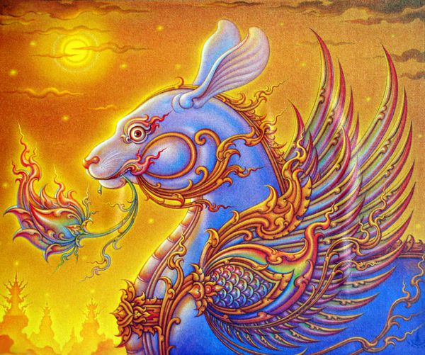 2011 سال خرگوش نقاشی به سبک تایلندی