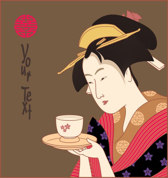 وکتور گیشا ژاپنی تصویر سبک هنر سنتی