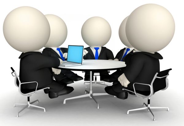 افراد تجاری سه بعدی در یک جلسه شرکتی - جدا شده روی پس زمینه سفید