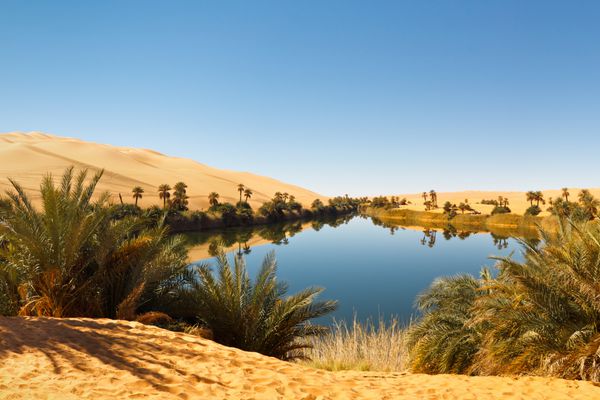 دریاچه ام الما - واحه بت در دریای شنی آوی صحرای صحرا لیبی