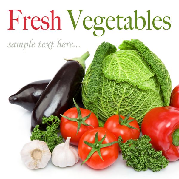 سبزیجات تازه فلفل کلم سیر قارچ بادمجان جعفری