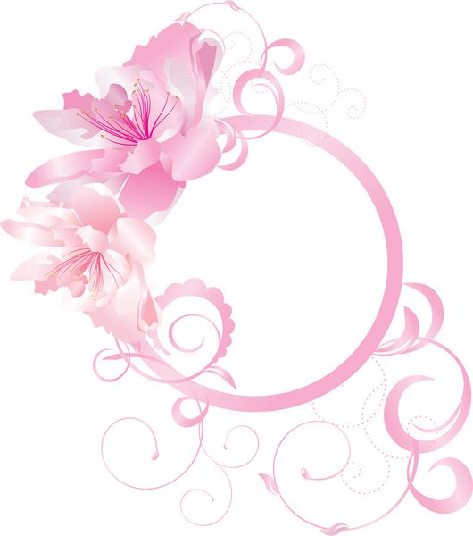 دایره صورتی با شکوفه و گل