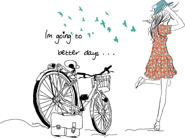 دوچرخه تابستانی وکتور دختر