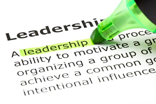 تعریف کلمه رهبری به رنگ سبز با قلم نمدی برجسته شده است