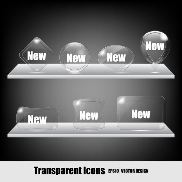 مجموعه ای از نمادهای شفاف وکتور