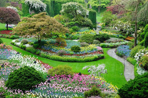باغ بوچارت در بهار ویکتوریا بریتیش کلمبیا کانادا