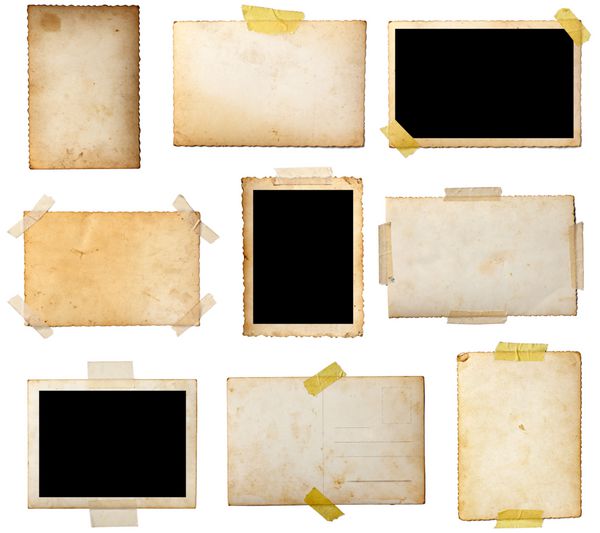 مجموعه ای از پست های مختلف قدیمی در پس زمینه سفید هر کدام جداگانه است