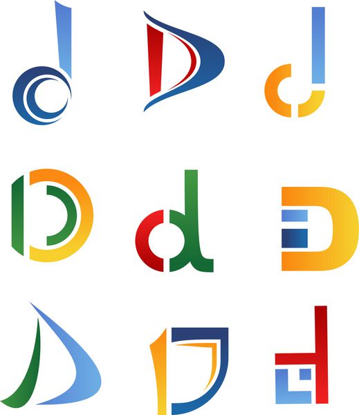 مجموعه ای از نمادهای الفبا و عناصر حرف d چنین الگوی علامت نسخه شطرنجی شده نیز در گالری موجود است