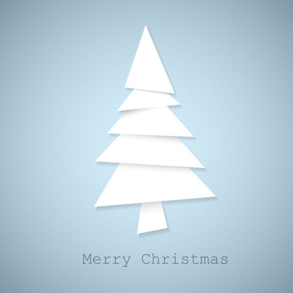 وکتور ساده درخت کریسمس ساخته شده از تکه های کاغذ سفید - کارت اصلی سال نو