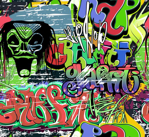 وکتور دیوار گرافیتی پس زمینه هیپ هاپ شهری
