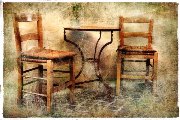 دو صندلی قدیمی - آثار هنری به سبک نقاشی رترو
