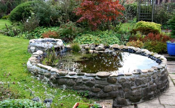 حوض باغ با آبشار قطره چکان کوچک