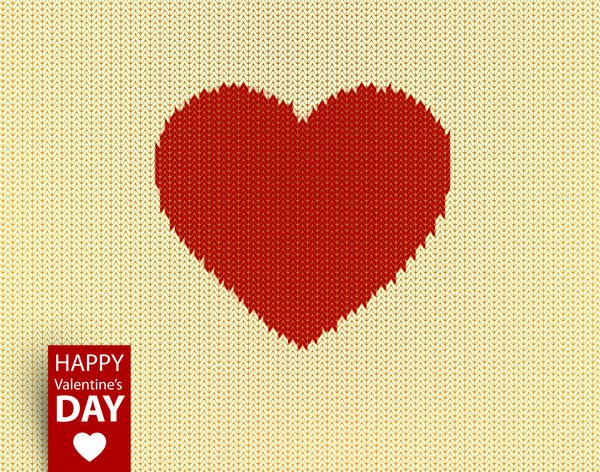 الگوی وکتور بافتنی با قلب قرمز برای طرح روز