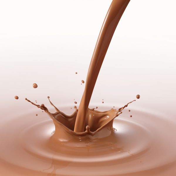 ریختن نوشیدنی شکلاتی باعث ایجاد چلپ چلوپ و موج می شود
