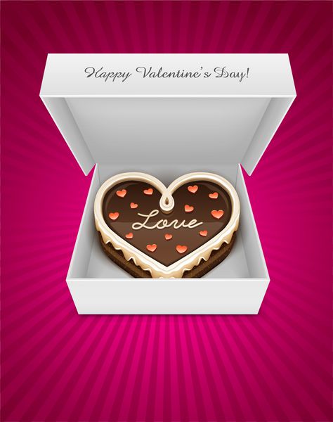 جعبه باز با کیک شکلاتی شیرین به شکل قلب برای تعطیلات روز اشیاء شفاف که برای طراحی سایه و نور استفاده می شود
