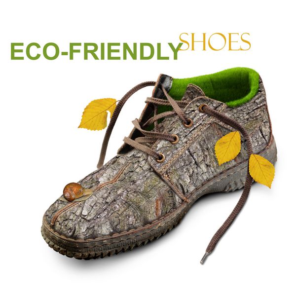 کفش دوستدار محیط زیست مفهوم کفش های ساخته شده از مواد طبیعی کفش زمستانی از k درخت علف و برگ برو تکنولوژی سبز با زمینه سفید مجزا شده است