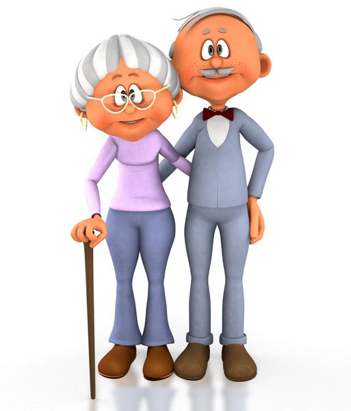 پدربزرگ و مادربزرگ سه بعدی - جدا شده روی پس زمینه سفید
