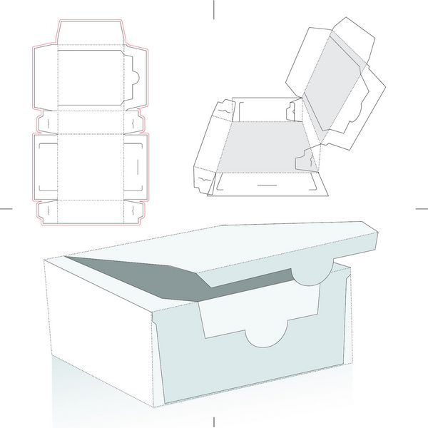 جعبه ارائه با درب جدا شده و طرح الگوی قالب