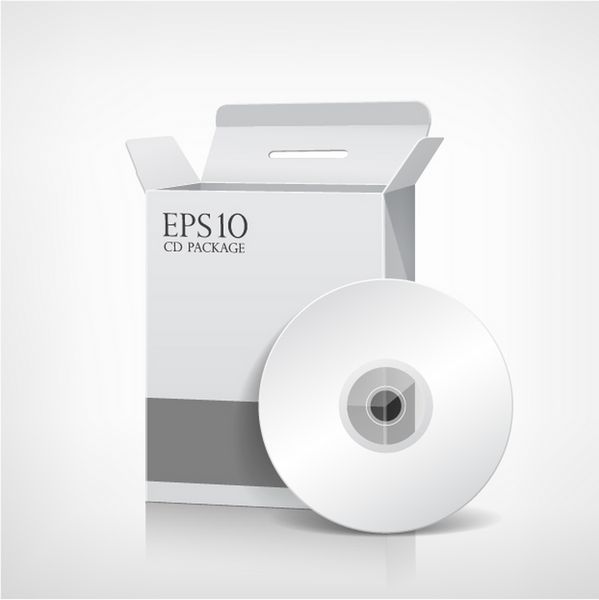 قالب جعبه سفید نرم افزار بسته بندی وکتور و دیسک سی دی تصویر