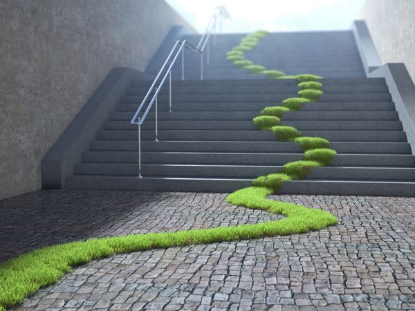 مفهوم اکولوژی شهری - چمن بر روی پله ها