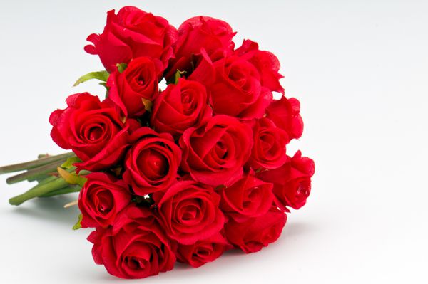 دسته گل رز قرمز مصنوعی جدا شده sp برای کپی در کنار