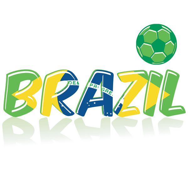 طراحی فوتبال با پرچم برزیل در پس زمینه