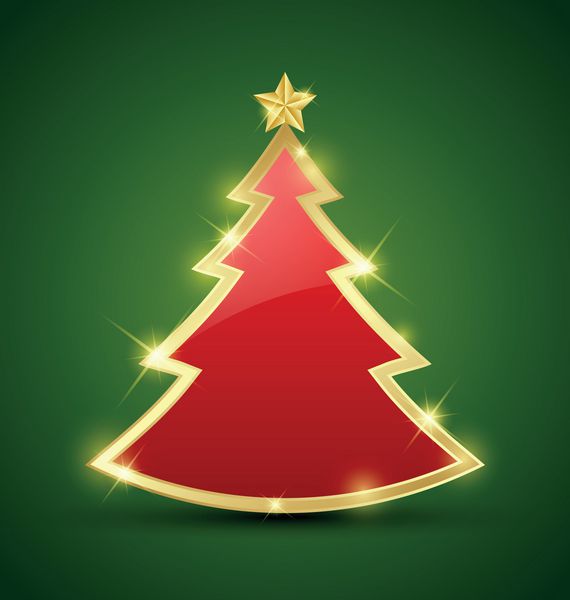 درخت کریسمس طلایی و براق ساده جدا شده در پس زمینه