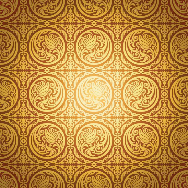 پس زمینه زیبای طلایی انتزاعی سلطنتی زیور آلات گلدار پرنعمت الگوی بدون درز غنی کاغذ دیواری وکتور لوکس گلدار قدیمی ترین سبک مد پارچه عربی برای دکوراسیون و طراحی
