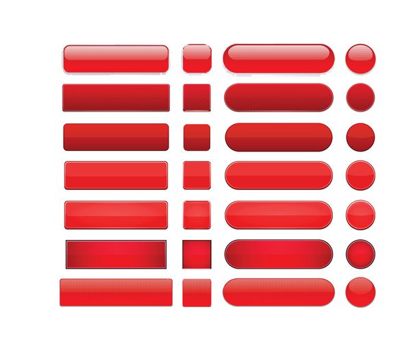مجموعه ای از دکمه های قرمز خالی برای وب سایت یا برنامه وکتور