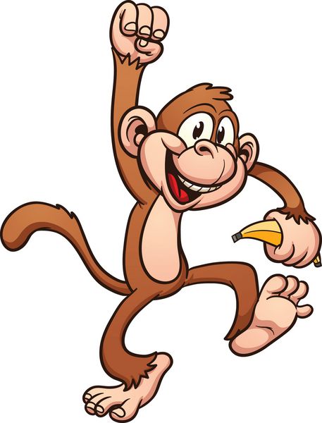 میمون کارتونی ناز وکتور وکتور کلیپ آرت با شیب های ساده همه در یک لایه