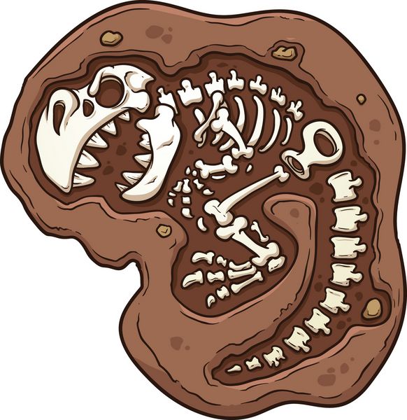 فسیل دایناسور کارتونی تی رکس وکتور وکتور کلیپ آرت با شیب های ساده همه در یک لایه
