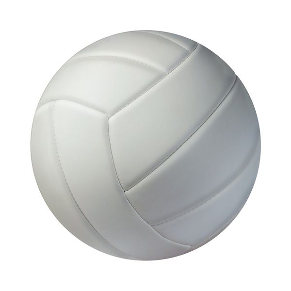 والیبال جدا شده در زمینه سفید به عنوان نماد ورزشی و تناسب اندام یک فعالیت اوقات فراغت تیمی با یک توپ چرمی در حال خدمت والی و رالی در مسابقات مسابقات