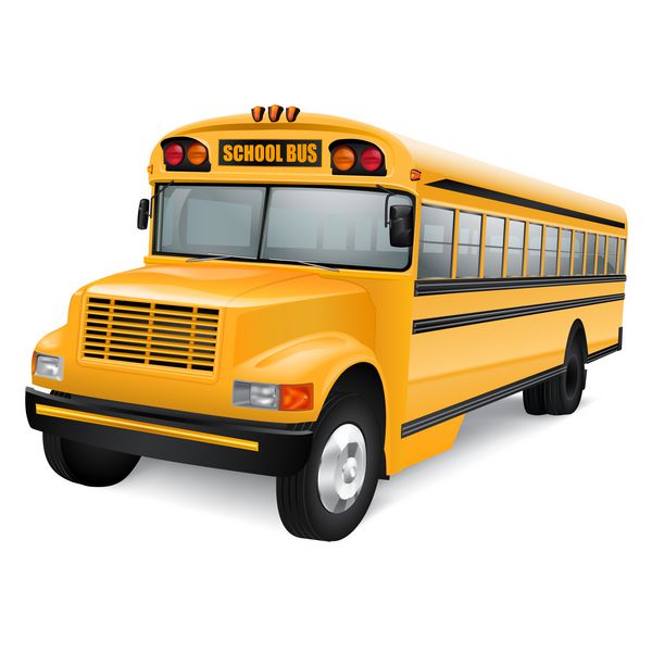 اتوبوس مدرسه زرد واقع گرایانه در پس زمینه سفید