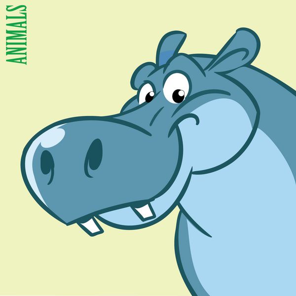 تصویر یک سر اسب آبی خنده دار را نشان می دهد تصویرسازی به سبک کارتونی انجام شده است
