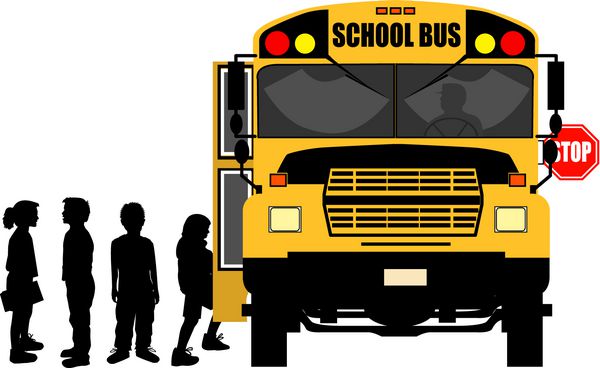 گرافیک وکتور شبح که کودکان سوار بر اتوبوس مدرسه را نشان می دهد مفهوم روزهای مدرسه