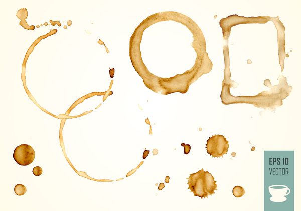 لکه قهوه جدا شده بر روی پس زمینه سفید قطره قهوه بردار
