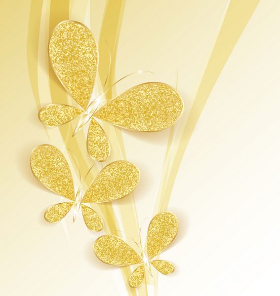 پس زمینه مدرن با پروانه های طلا به عنوان یک جواهر