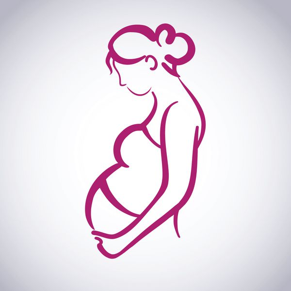 زن باردار نماد وکتور جدا شده تلطیف شده