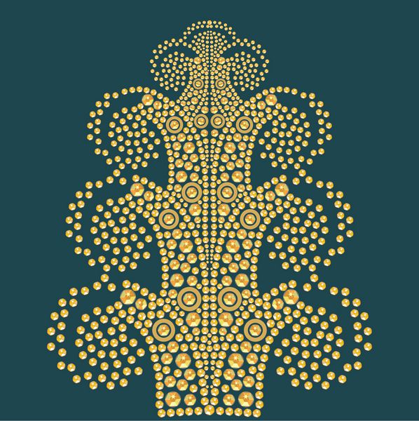 درختی از سنگ های درخشان اپلیکیشن بدلیجات دکوراسیون برای لباس تصویر هنری وکتور انتزاعی