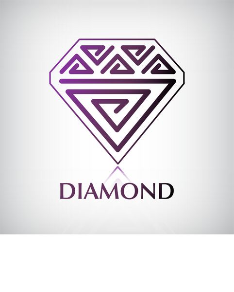 وکتور آرم الماس براق تزئین شده نماد جدا شده