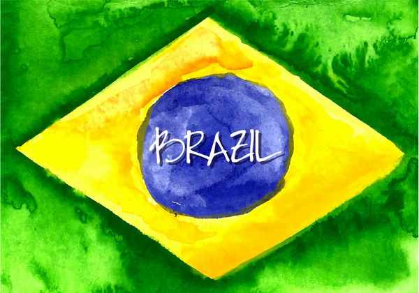 پس زمینه پرچم برزیل با آبرنگ دست ساز تابستان برزیل وکتور