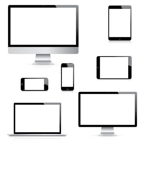 مجموعه وکتورهای جدا شده کامپیوتر لپ تاپ تبلت و گوشی هوشمند مدرن واقع بینانه