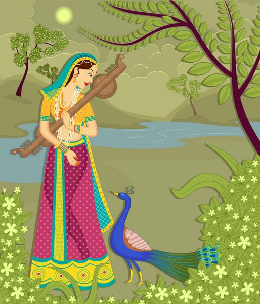 خانم با نخود به سبک هنری هندی