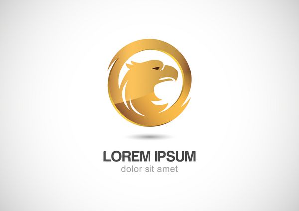 الگوی طراحی لوگو وکتور انتزاعی قاب طلایی پرنده در دایره نماد مفهومی لوکس