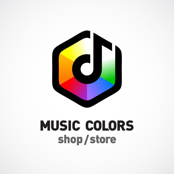 قالب لوگو رنگ های موسیقی علامت هگز رنگارنگ