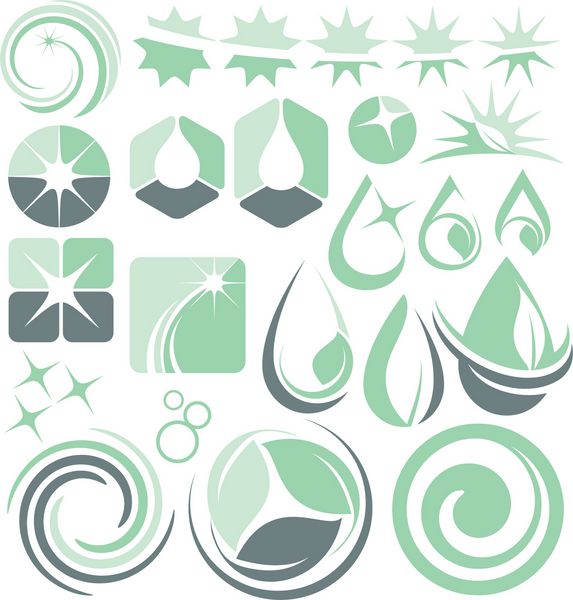 مجموعه عناصر طراحی آب از وکتورها مجموعه ای از آرم ها علائم نمادها نمادها و برچسب های خدمات نظافتی مینیمالیستی