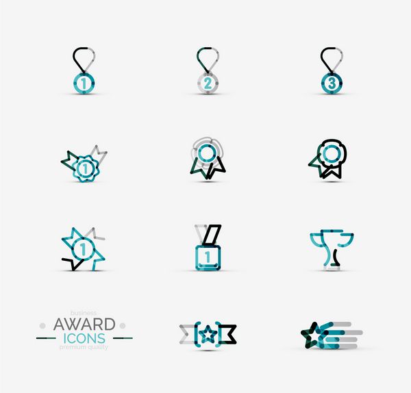 مجموعه ای از نمادهای جایزه آرم نماد کسب و کار مدرن طراحی مینیمال